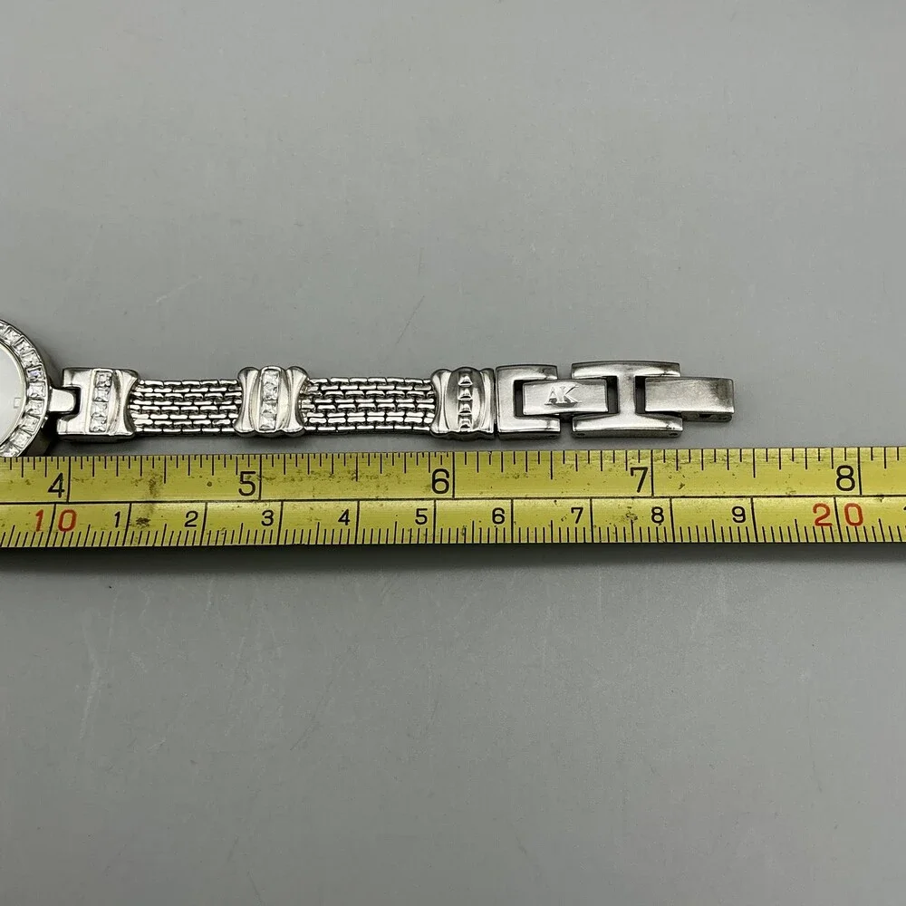 Anne Klein Womens Watch 26mm MOP Dial Silver Tone Crystals New Battery 7.25